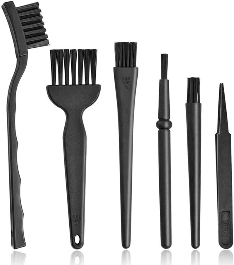 Nockchawon Keyboard Brush,6 in 1 Multi-Purpose Portable Plastic Handle Nylon Anti Static Brush Kit Fit for MacBook Laptop,Phone,Computer Keyboard,Machine,Car Interior Detailing,PP Handle,Razor Cleaning Brush - Image 1